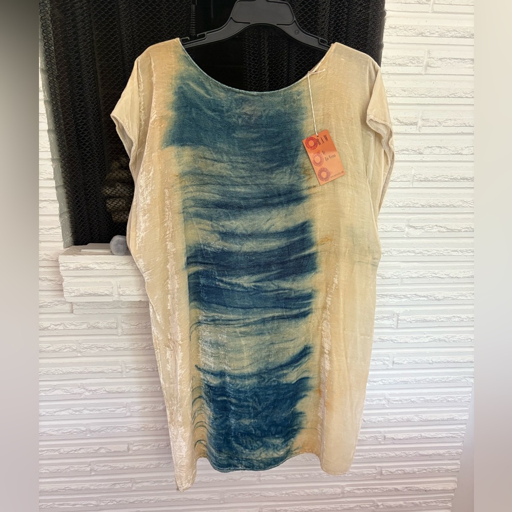 Velvet Cream and Indigo Tunic